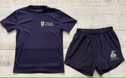 Athletic top and shorts customized for a school PE Kit